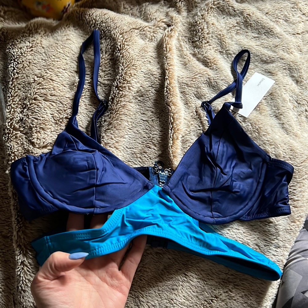 Estuaries Swimwear Ore cut out bikini top BLUE small medium large